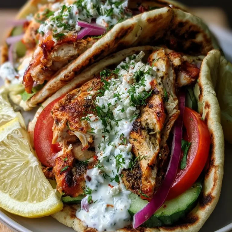 Gyros au poulet, tzatziki et feta