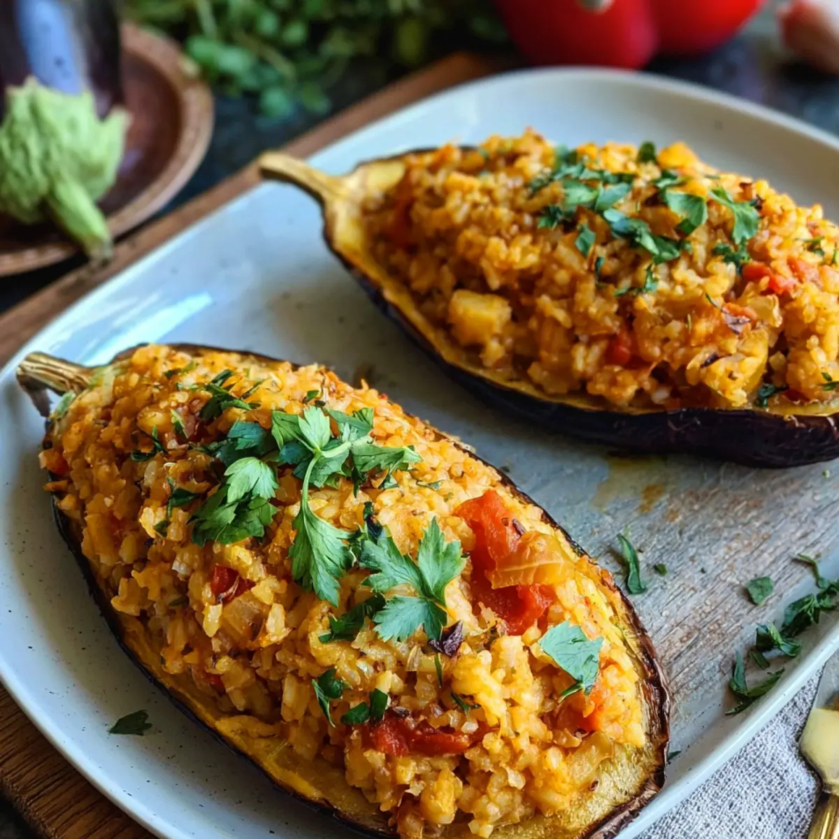 Barquettes d’aubergines au riz