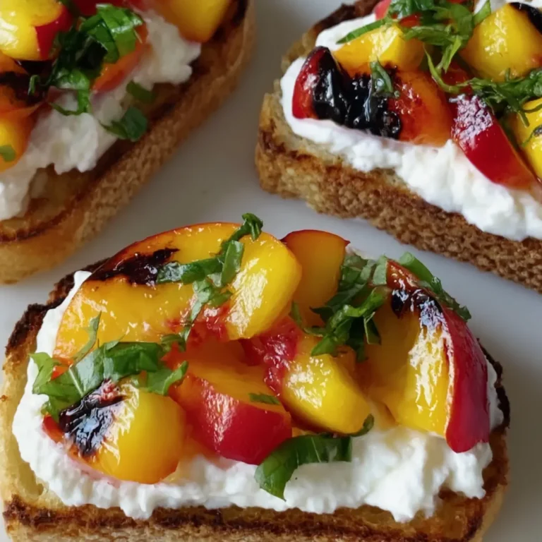 Bruschetta à la pêche avec ricotta fouettée