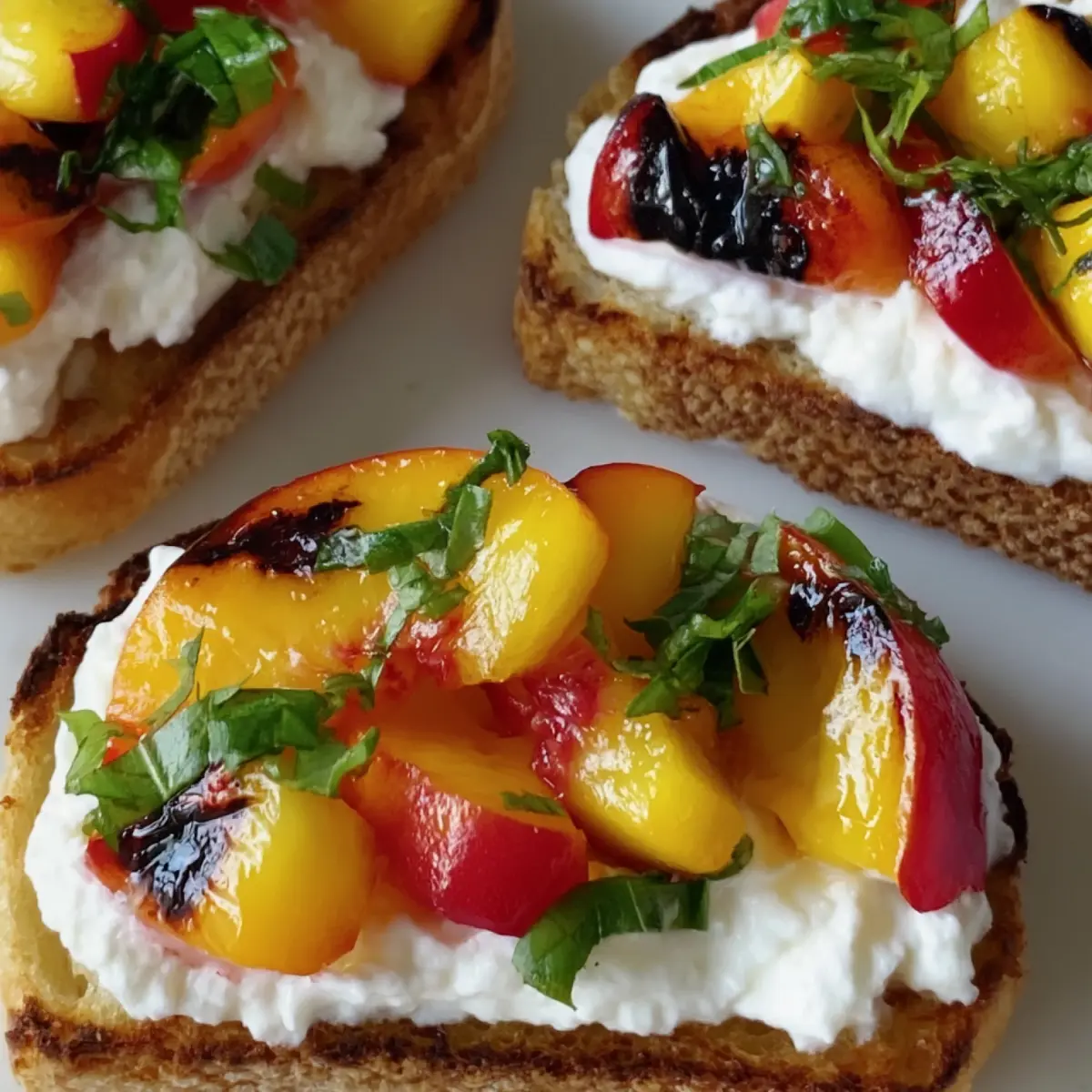 Bruschetta à la pêche avec ricotta fouettée