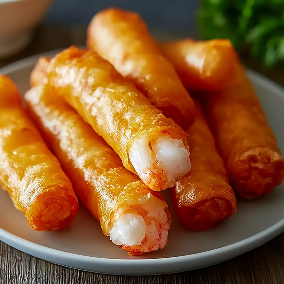Cigares Croustillants aux Crevettes et à l’Ail