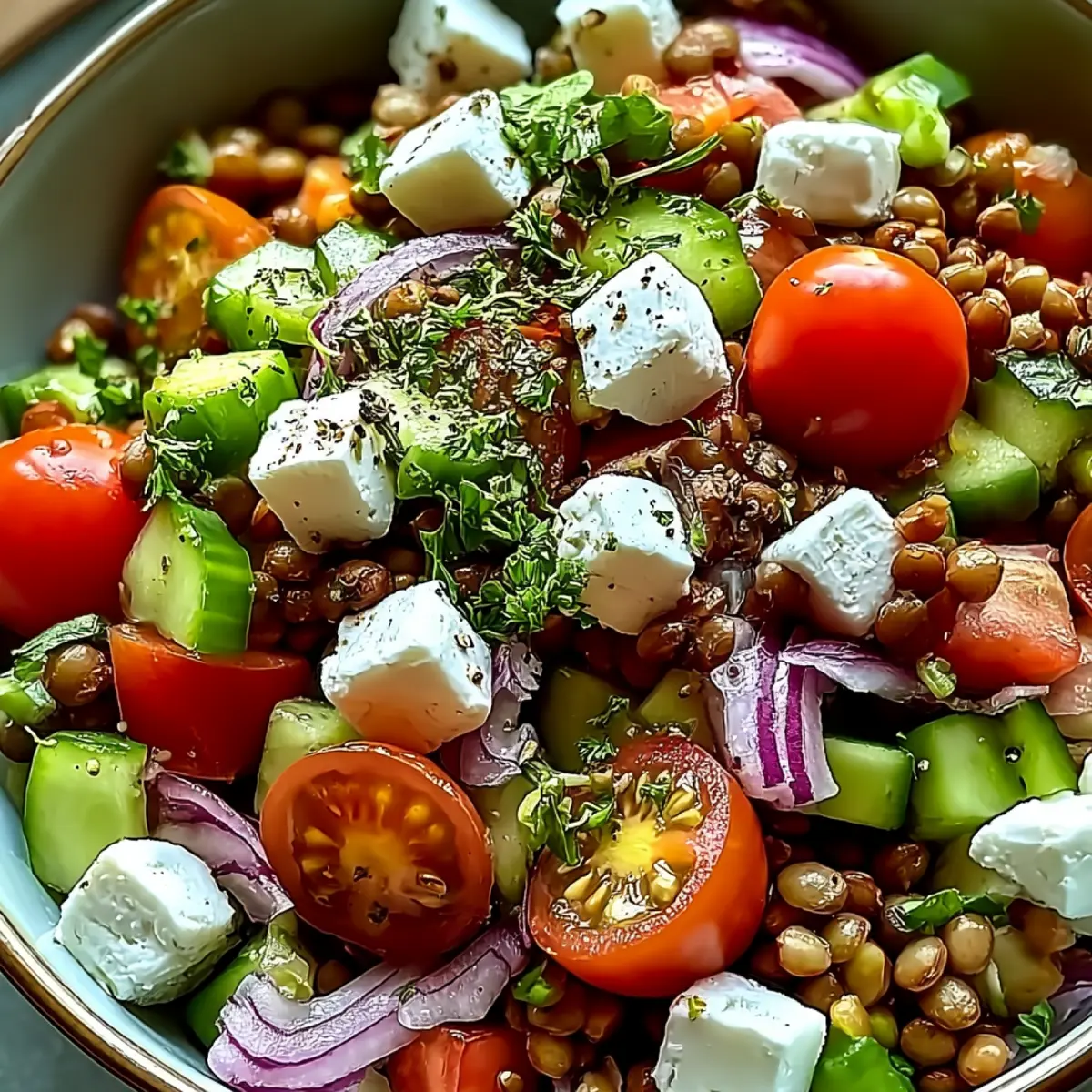 Salade de Lentilles, Concombre et Feta