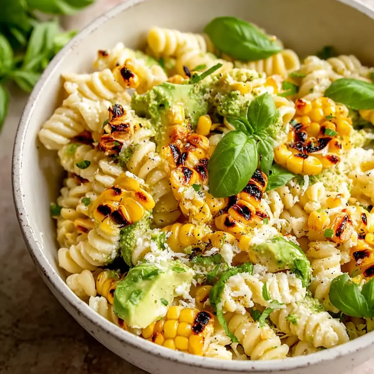 Salade de pâtes crémeuse au maïs de rue