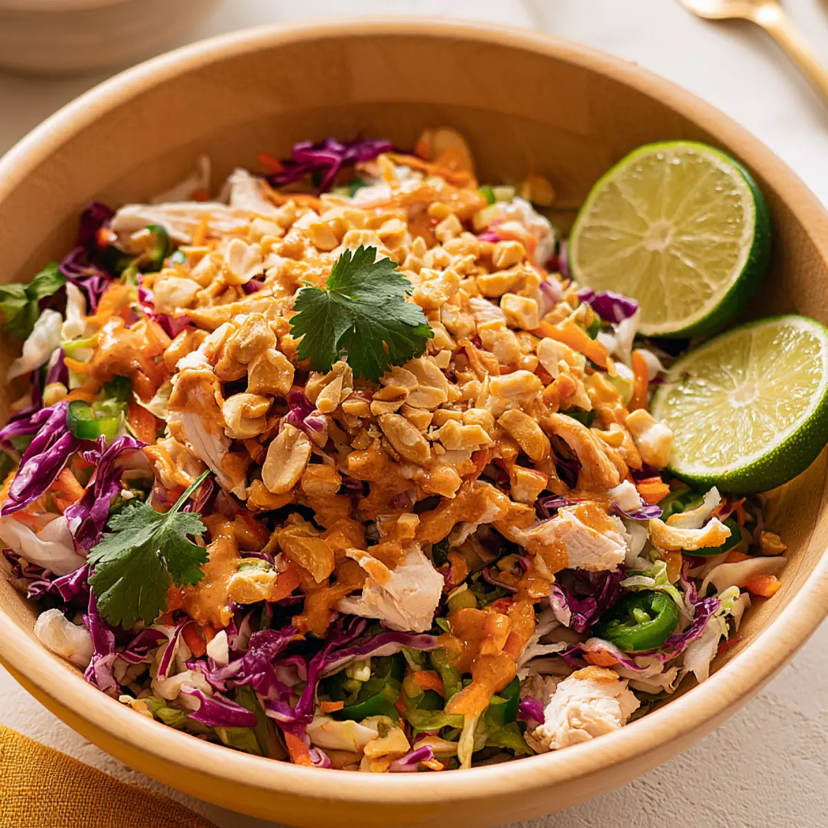 Salade thaïe de poulet à la sauce cacahuète