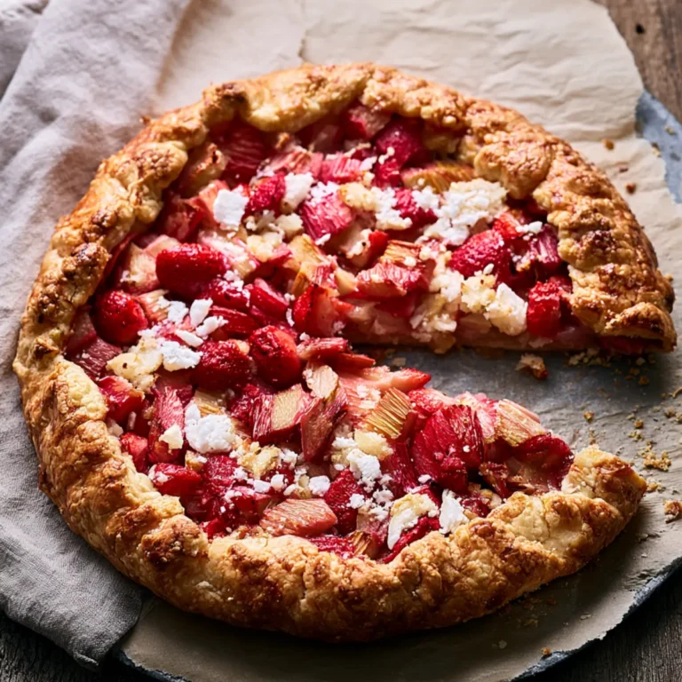Tarte rustique rhubarbe et fraises
