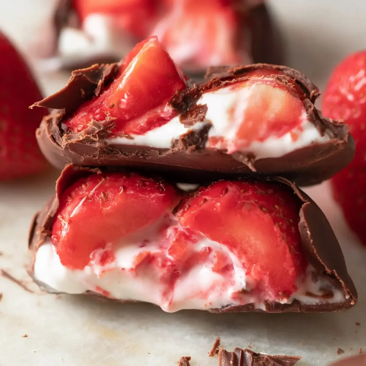 Amas de yaourt aux fraises et au chocolat