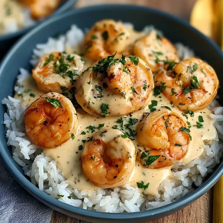 Crevettes crémeuses à l'ail avec riz