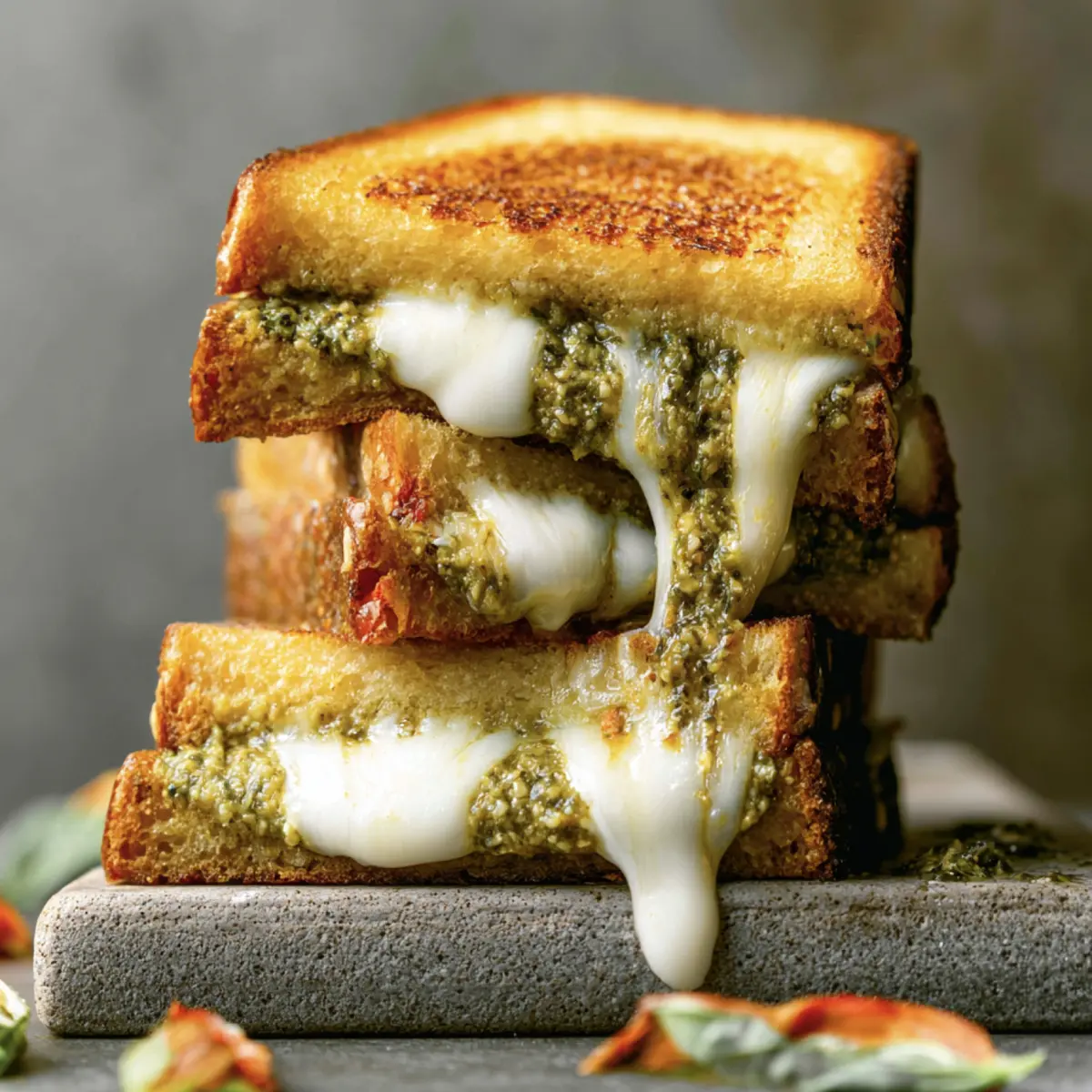 Grilled cheese au pesto et au levain