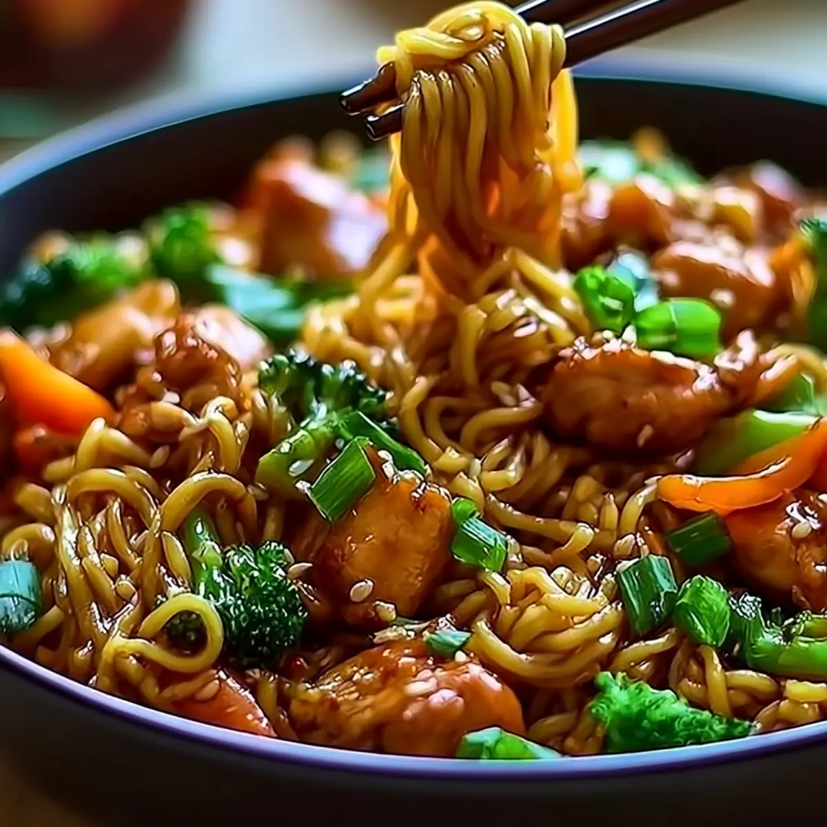 Nouilles Sautées au Poulet Caramélisé