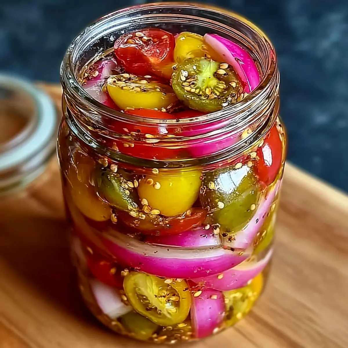 Pickles de Tomates Cerises, Oignons Rouges et Radis