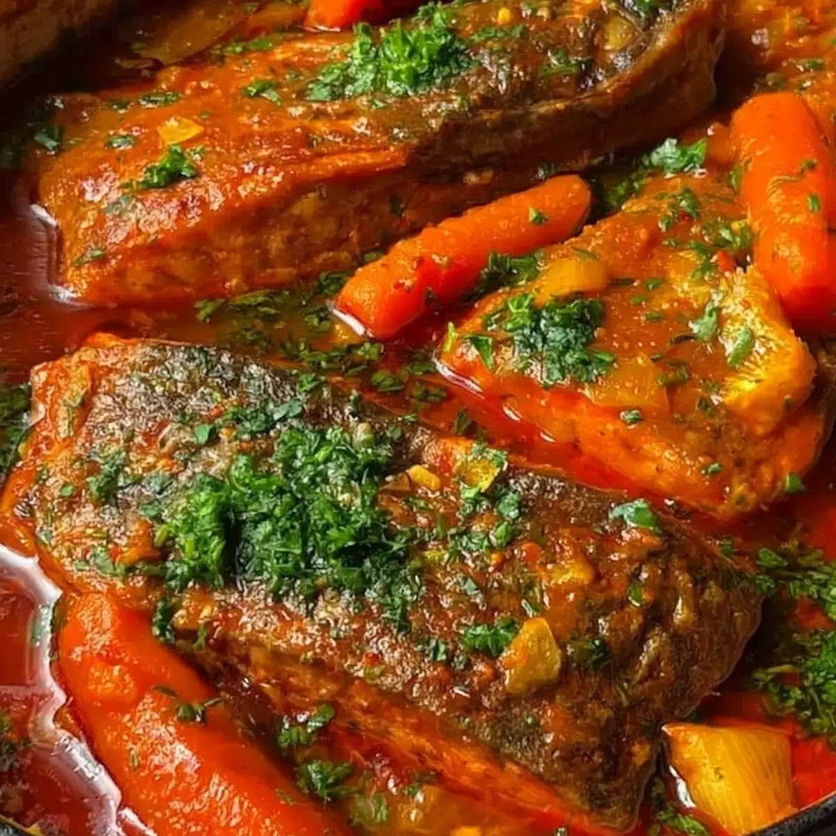 Poisson marocain épicé en sauce