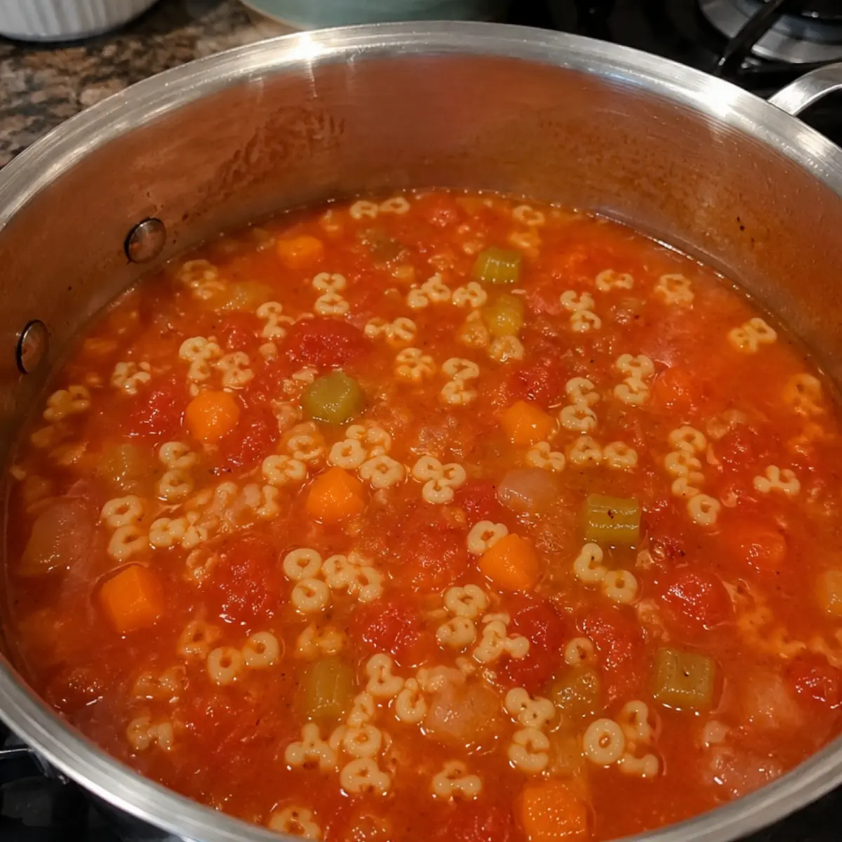 Soupe alphabet aux tomates et légumes