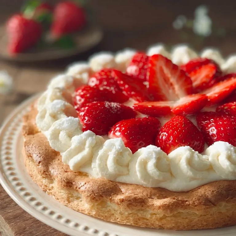 Tarte dacquoise aux fraises et crème diplomate