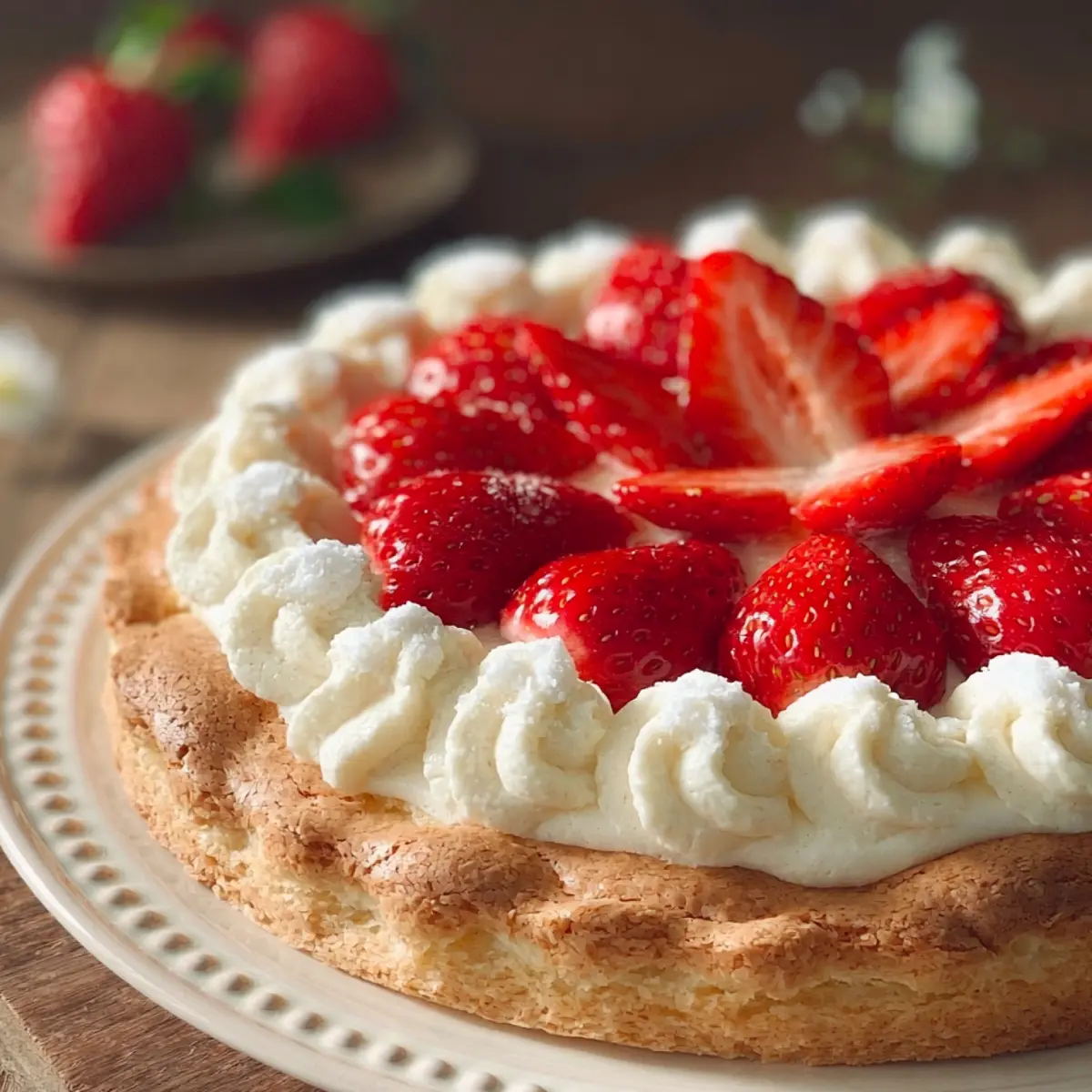 Tarte dacquoise aux fraises et crème diplomate