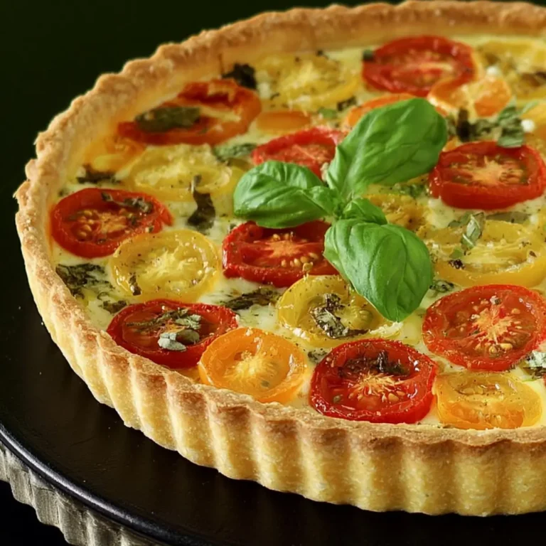 Tarte à la tomate, au basilic et à la mozzarella fraîche