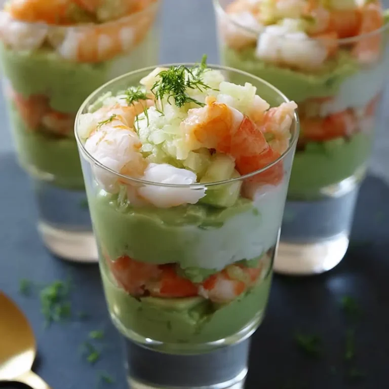 Verrines salées fraîcheur avocat-crevettes