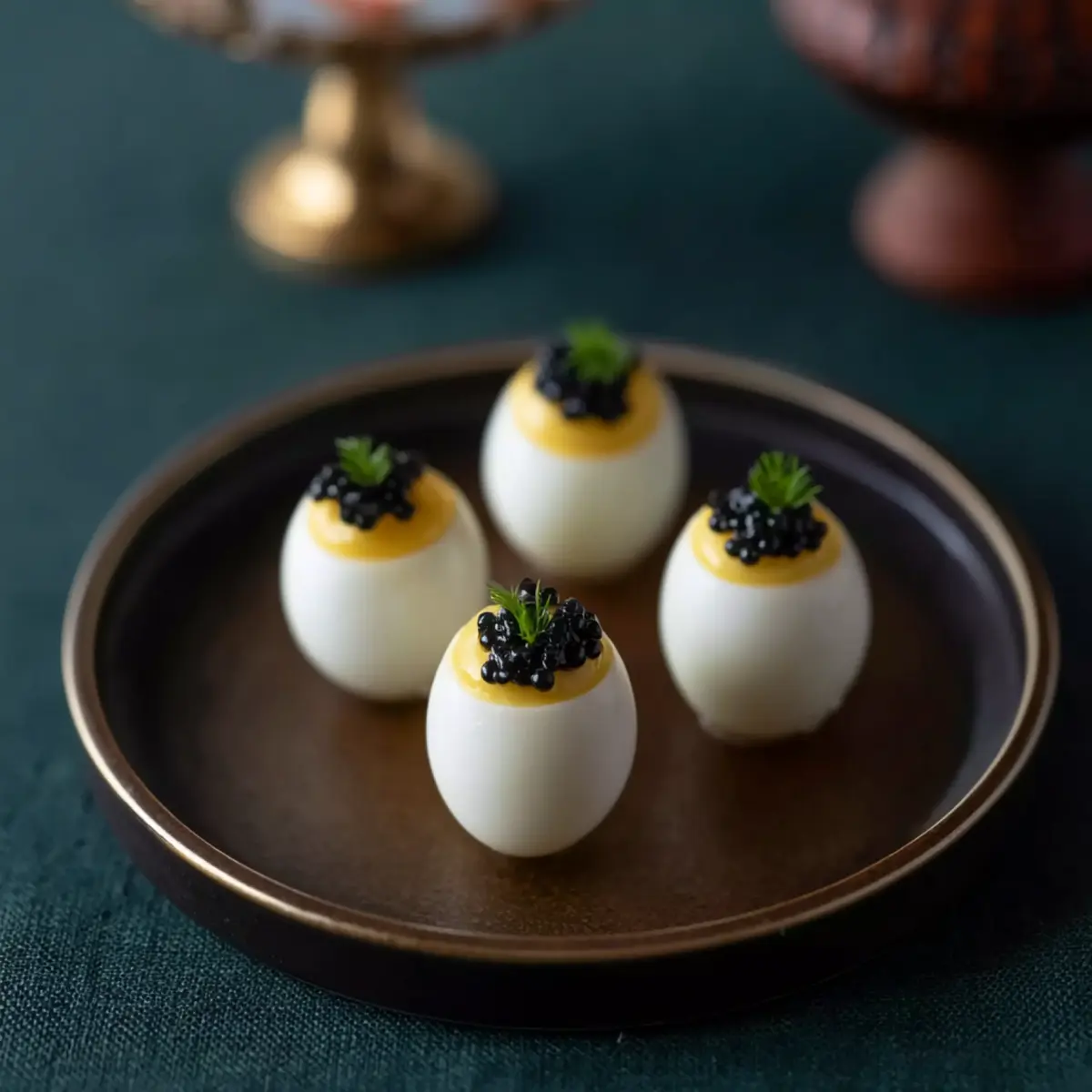 Œufs de caille au caviar
