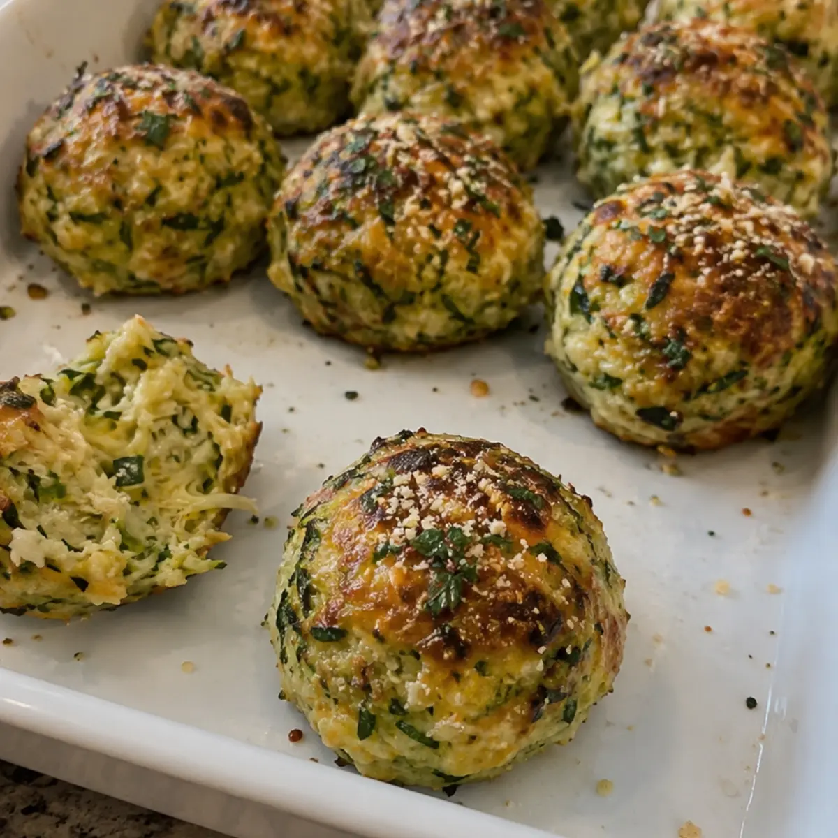 Boulettes de courgettes au parmesan, herbes fraîches et ail
