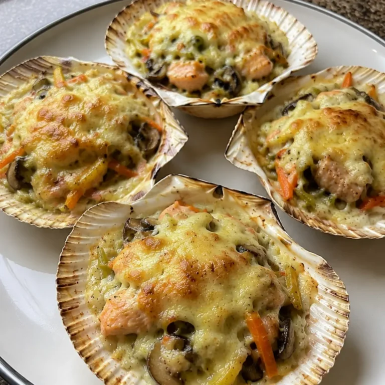 Coquilles de saumon gratinées