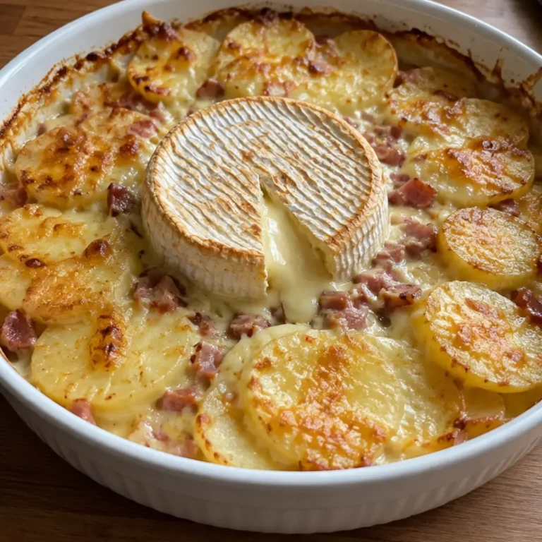Gratin de pomme de terre au camembert lardon fumés et crème légère