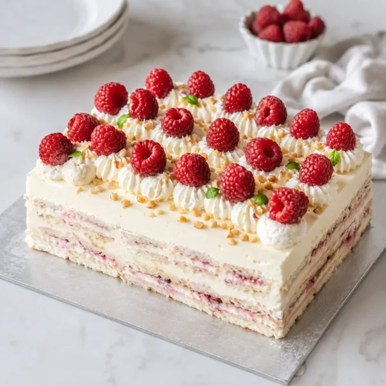 Gâteau sans cuisson framboises