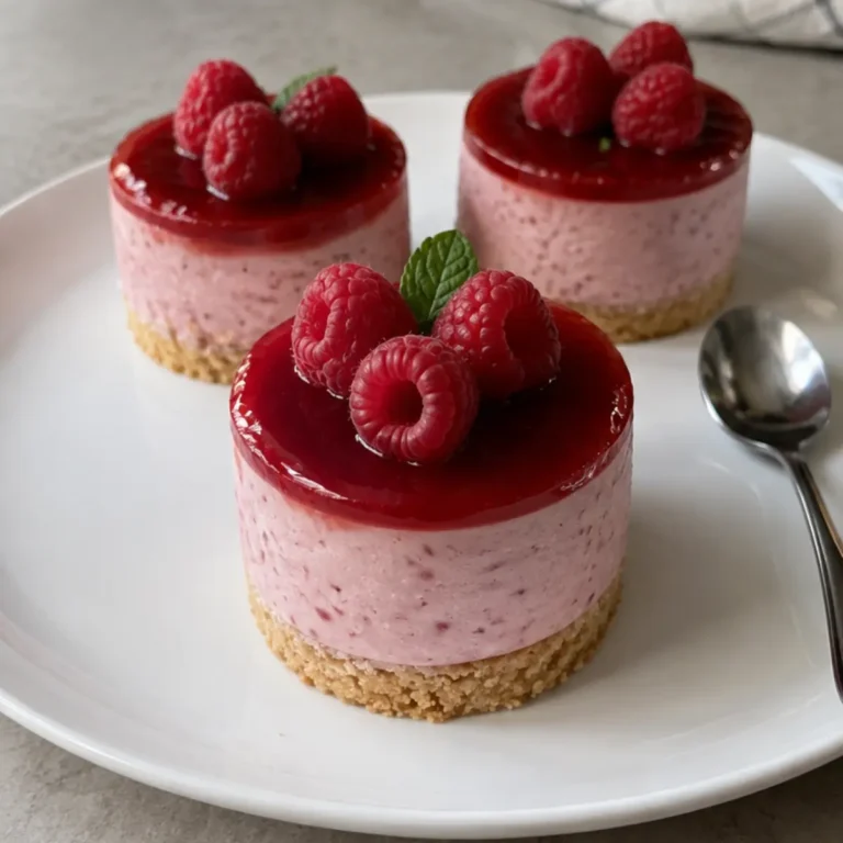 Mini bavarois framboise sans cuisson sur biscuit sablé