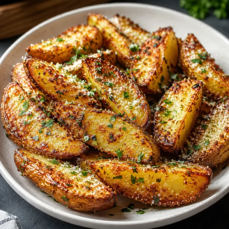 Quartiers de pommes de terre au four à l’ail et au parmesan