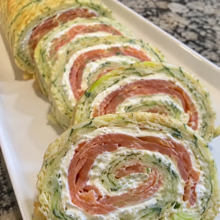 Roulé aux courgettes & truite fumée génoise salée au fromage frais